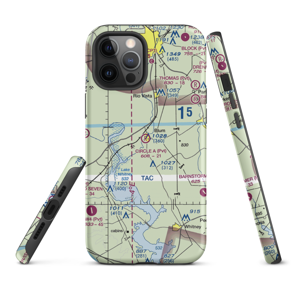 Circle 'A' Ranch Airport (05TX) VFR Sectional  Tough iPhone Case iPhone 12 Pro Max model shown