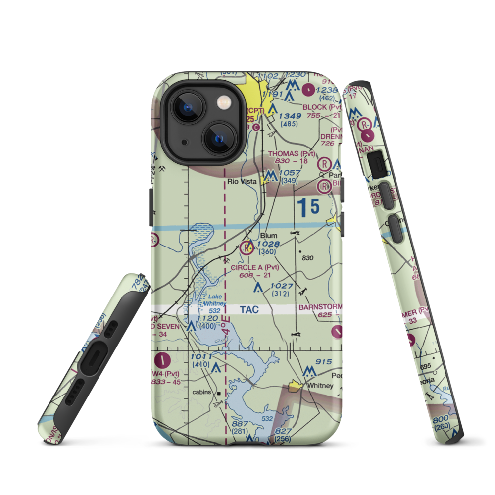 Circle 'A' Ranch Airport (05TX) VFR Sectional  Tough iPhone Case iPhone 13 model shown
