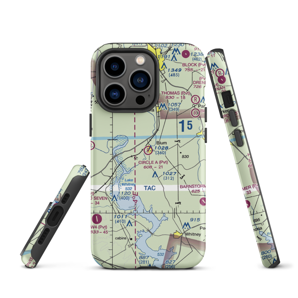 Circle 'A' Ranch Airport (05TX) VFR Sectional  Tough iPhone Case iPhone 13 Pro model shown