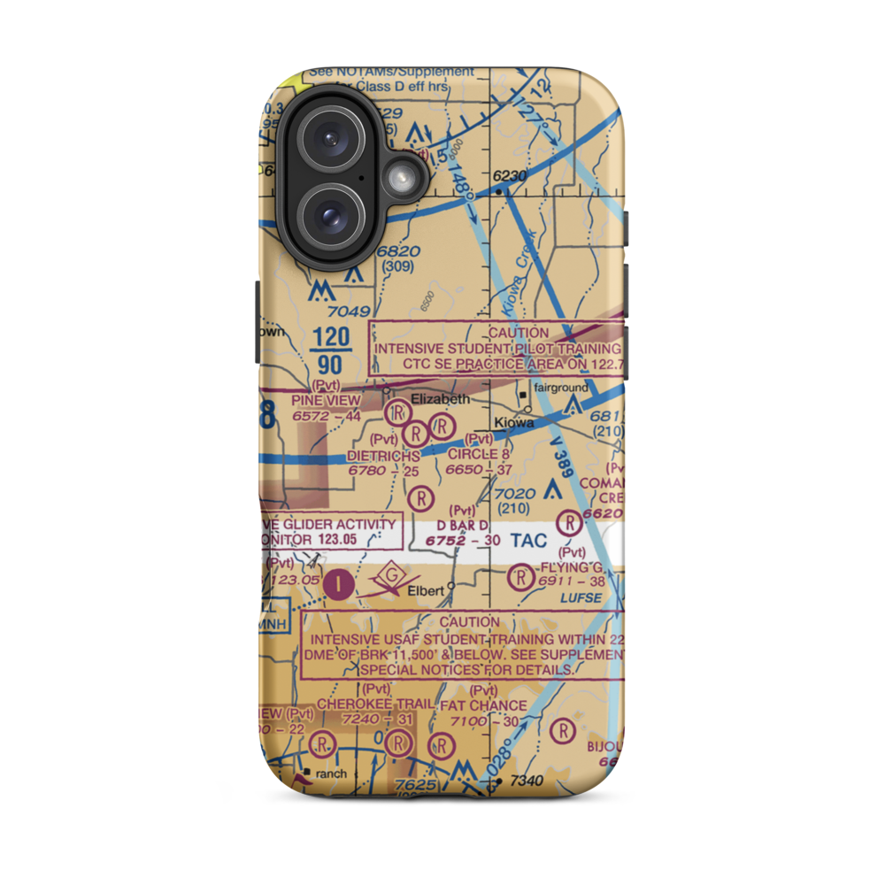 Circle 8 Ranch Airport (CO42) VFR Sectional  Tough iPhone Case iPhone 16 Plus model shown