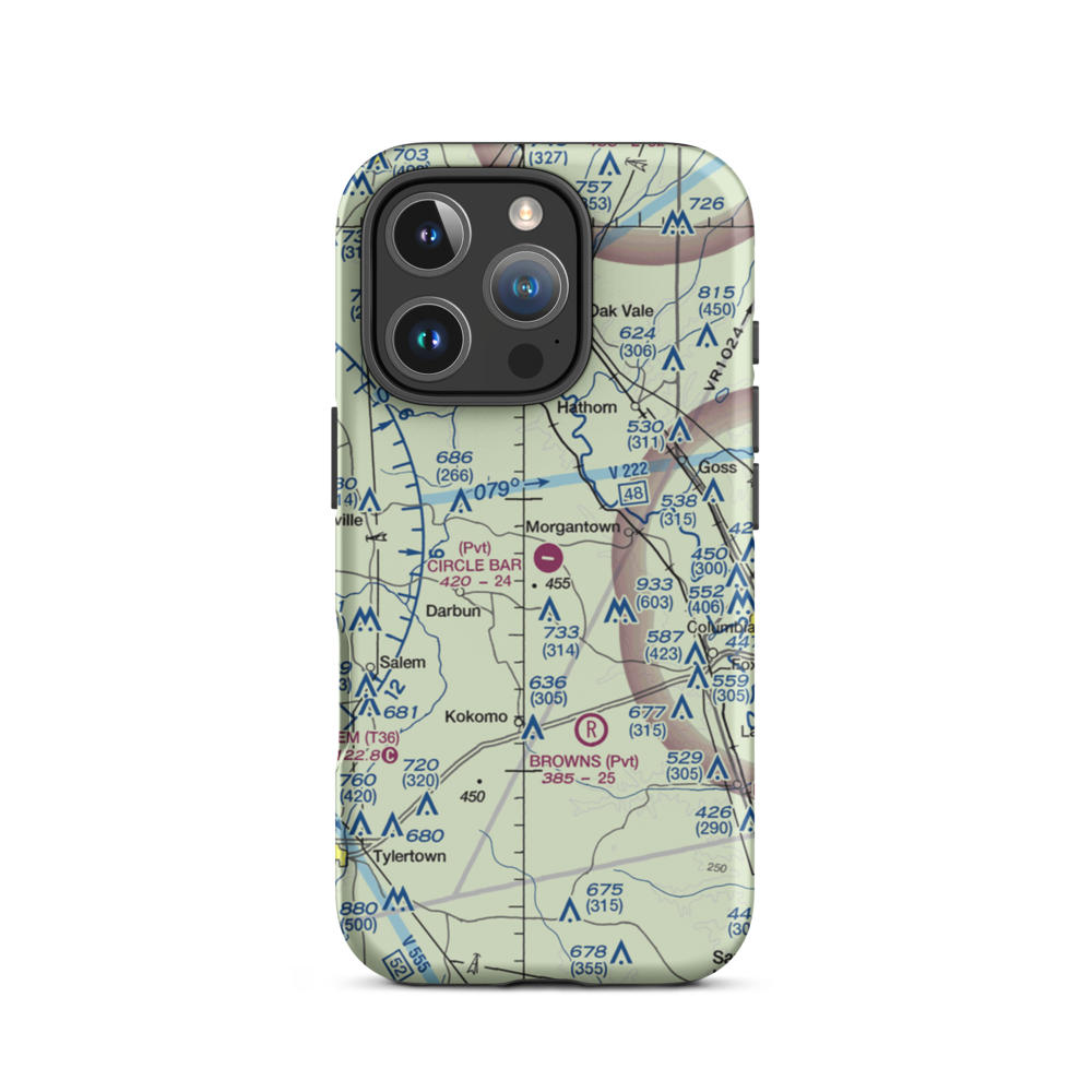 Circle Bar Ranch Airport (46MS) VFR Sectional  Tough iPhone Case iPhone 16 Pro model shown