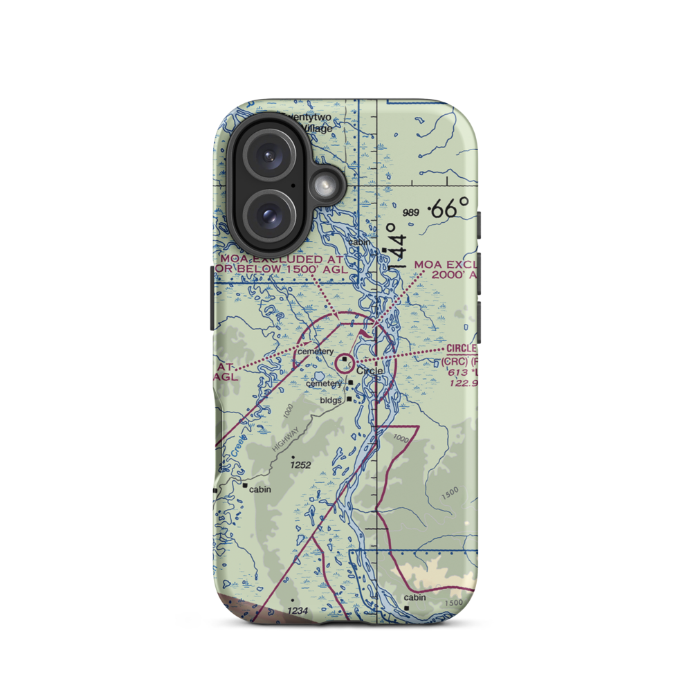 Circle City /New/ Airport (CRC) VFR Sectional  Tough iPhone Case iPhone 16 model shown