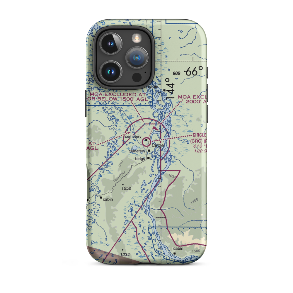 Circle City /New/ Airport (CRC) VFR Sectional  Tough iPhone Case iPhone 16 Pro Max model shown
