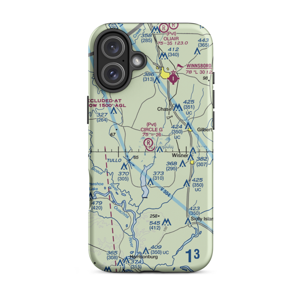 Circle G Airport (LS16) VFR Sectional  Tough iPhone Case iPhone 16 Plus model shown