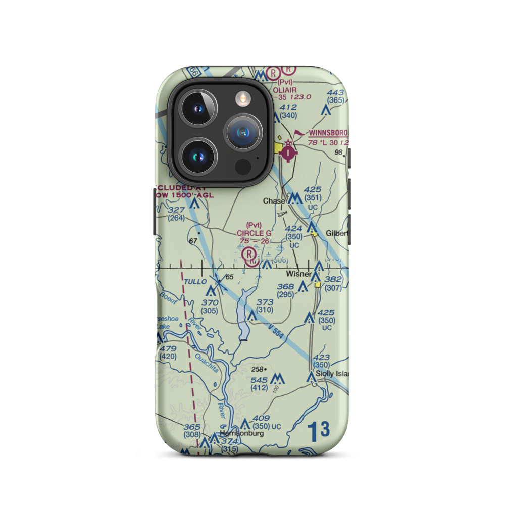 Circle G Airport (LS16) VFR Sectional  Tough iPhone Case iPhone 16 Pro model shown