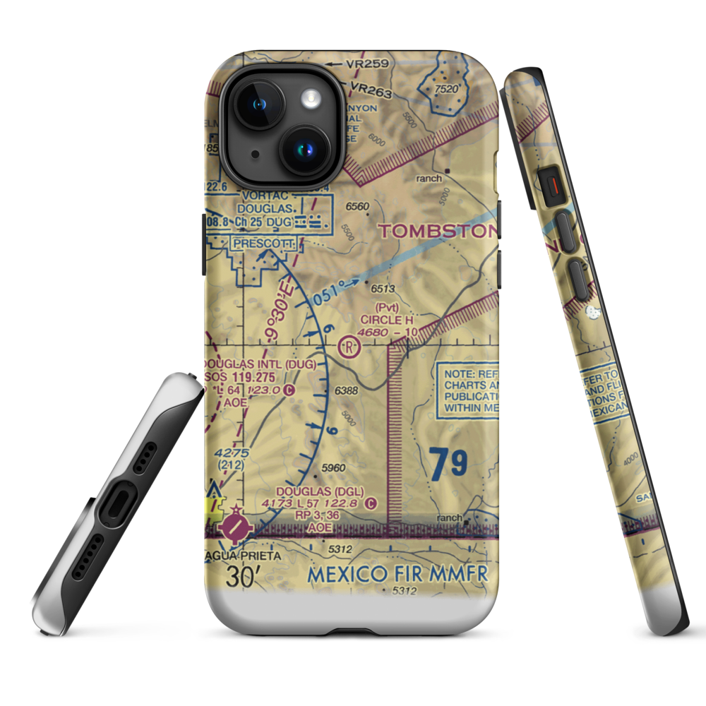 Circle H Ranch Airport (AZ17) VFR Sectional  Tough iPhone Case iPhone 15 Plus model shown
