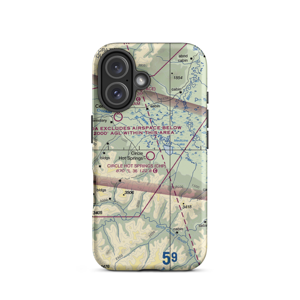 Circle Hot Springs Airport (CHP) VFR Sectional  Tough iPhone Case iPhone 16 model shown