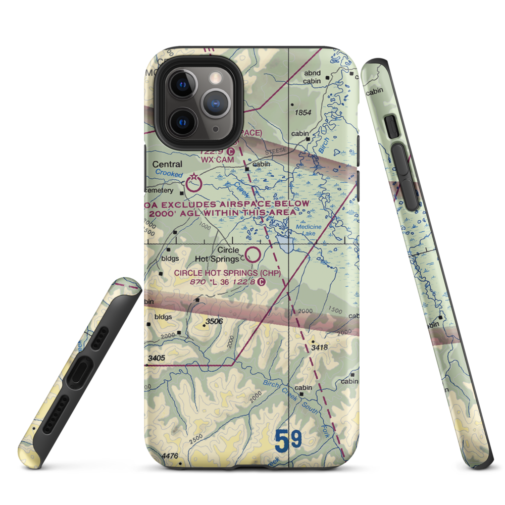 Circle Hot Springs Airport (CHP) VFR Sectional  Tough iPhone Case iPhone 11 Pro Max model shown