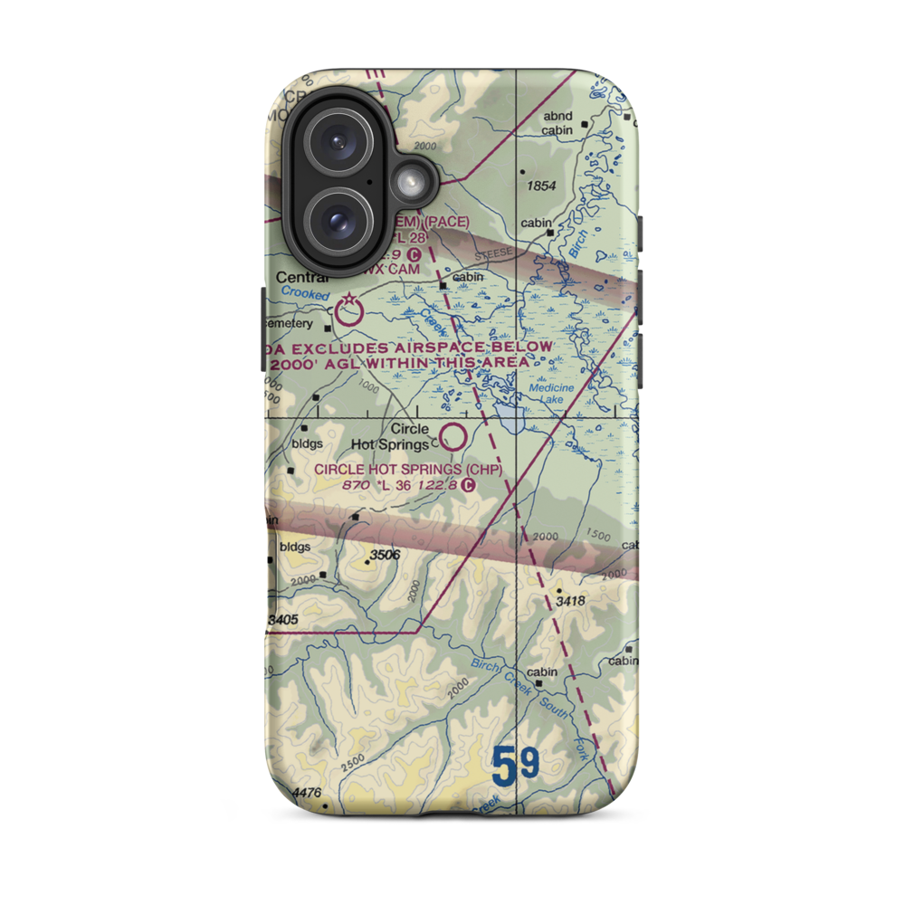 Circle Hot Springs Airport (CHP) VFR Sectional  Tough iPhone Case iPhone 16 Plus model shown