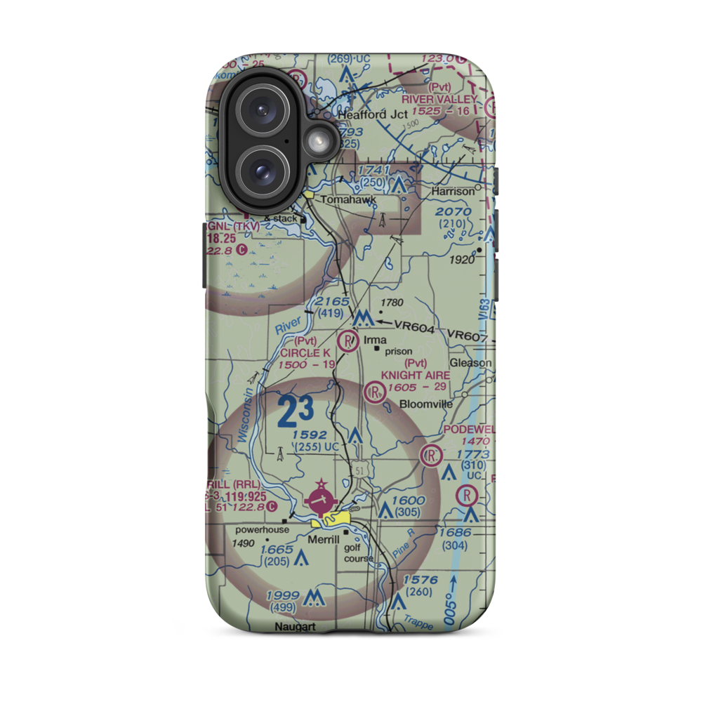 Circle K Airport (WS45) VFR Sectional  Tough iPhone Case iPhone 16 Plus model shown