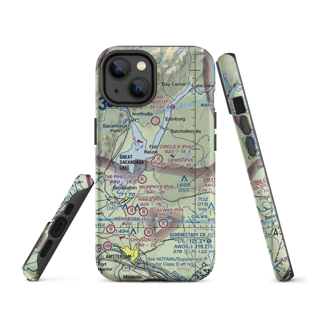 Circle K Ranch Airport (NY65) VFR Sectional  Tough iPhone Case iPhone 14 model shown