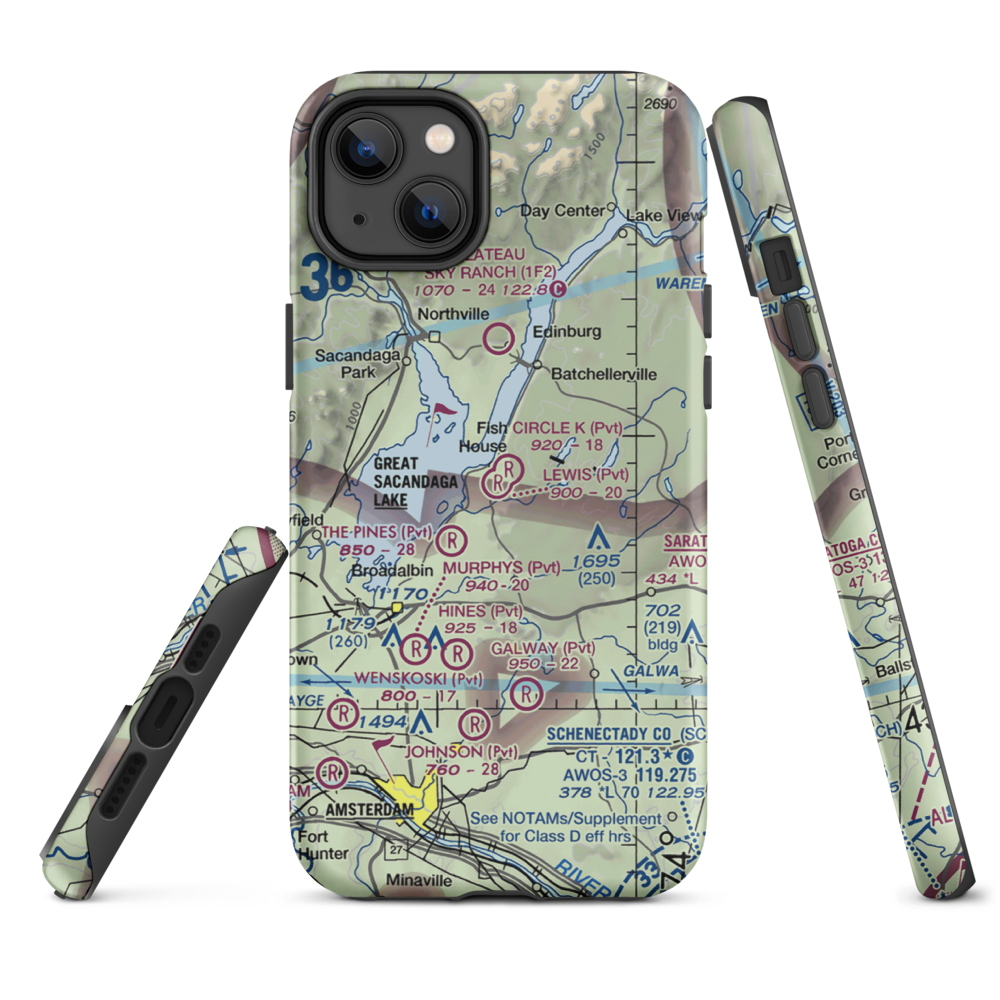 Circle K Ranch Airport (NY65) VFR Sectional  Tough iPhone Case iPhone 14 Plus model shown