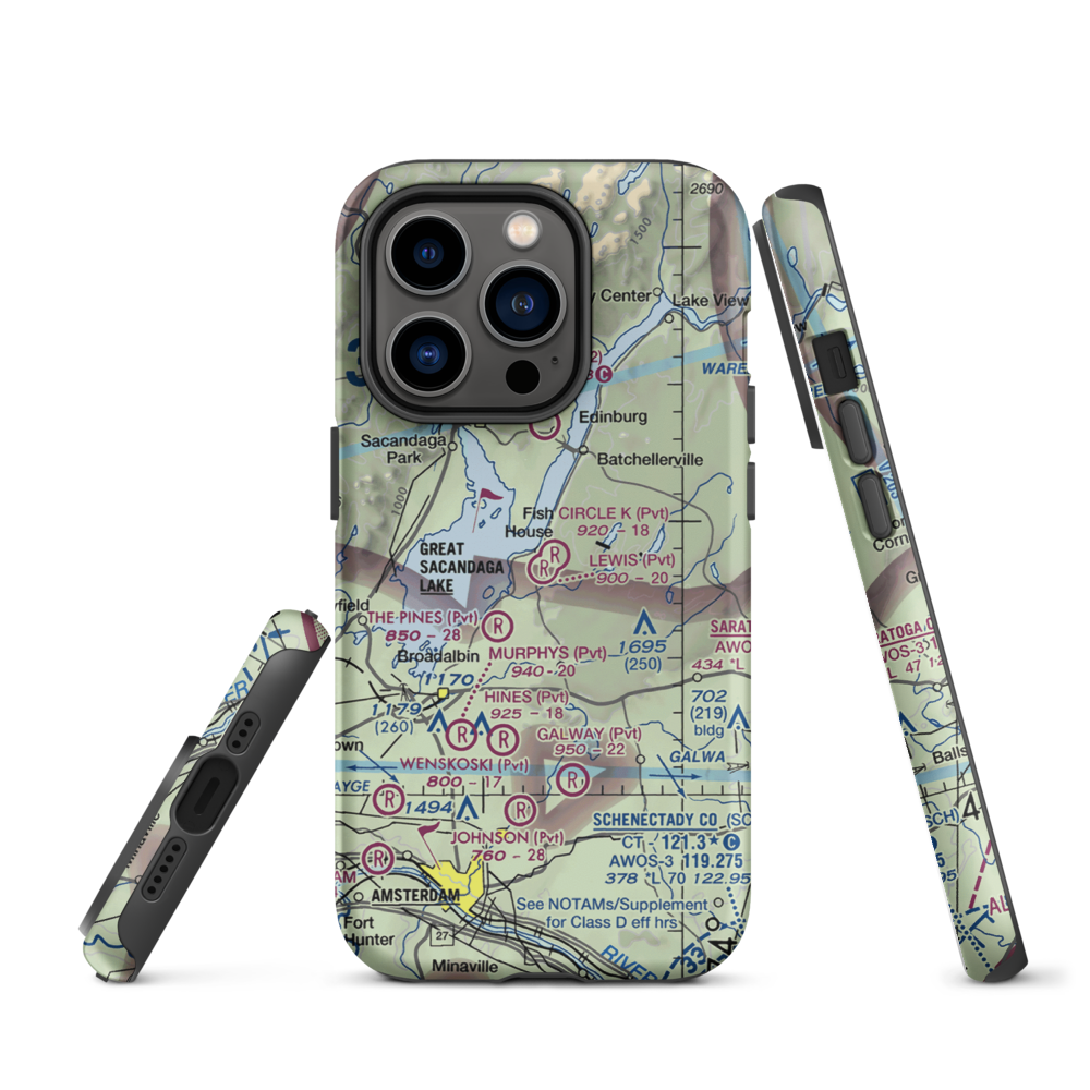Circle K Ranch Airport (NY65) VFR Sectional  Tough iPhone Case iPhone 14 Pro model shown