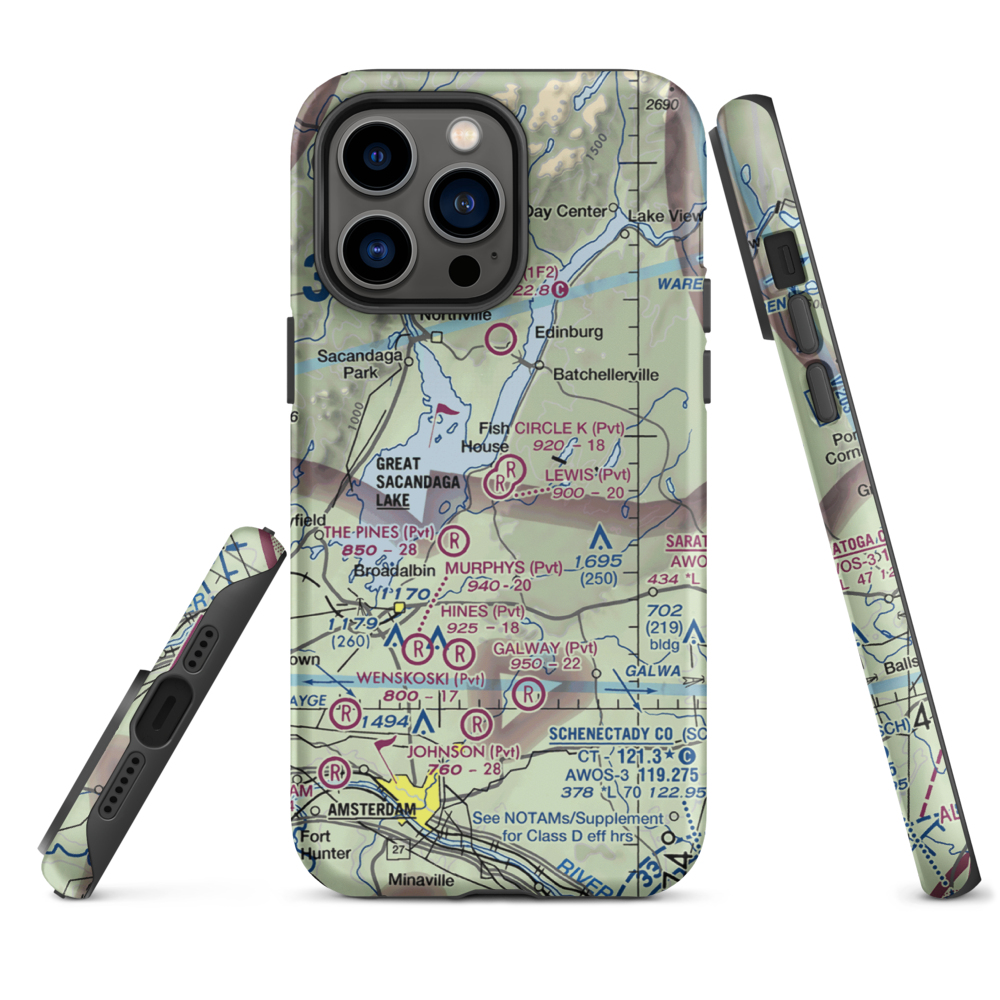 Circle K Ranch Airport (NY65) VFR Sectional  Tough iPhone Case iPhone 14 Pro Max model shown