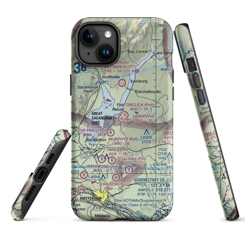 Circle K Ranch Airport (NY65) VFR Sectional  Tough iPhone Case iPhone 15 Plus model shown