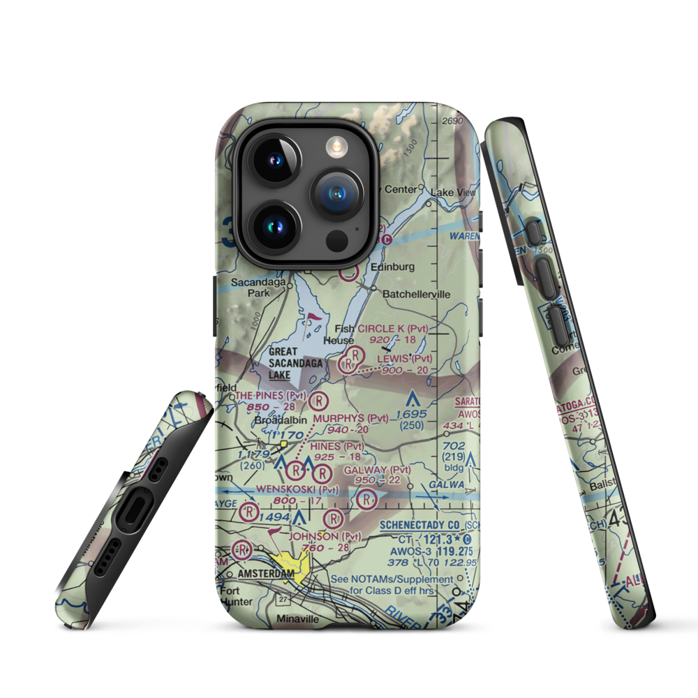 Circle K Ranch Airport (NY65) VFR Sectional  Tough iPhone Case iPhone 15 Pro model shown