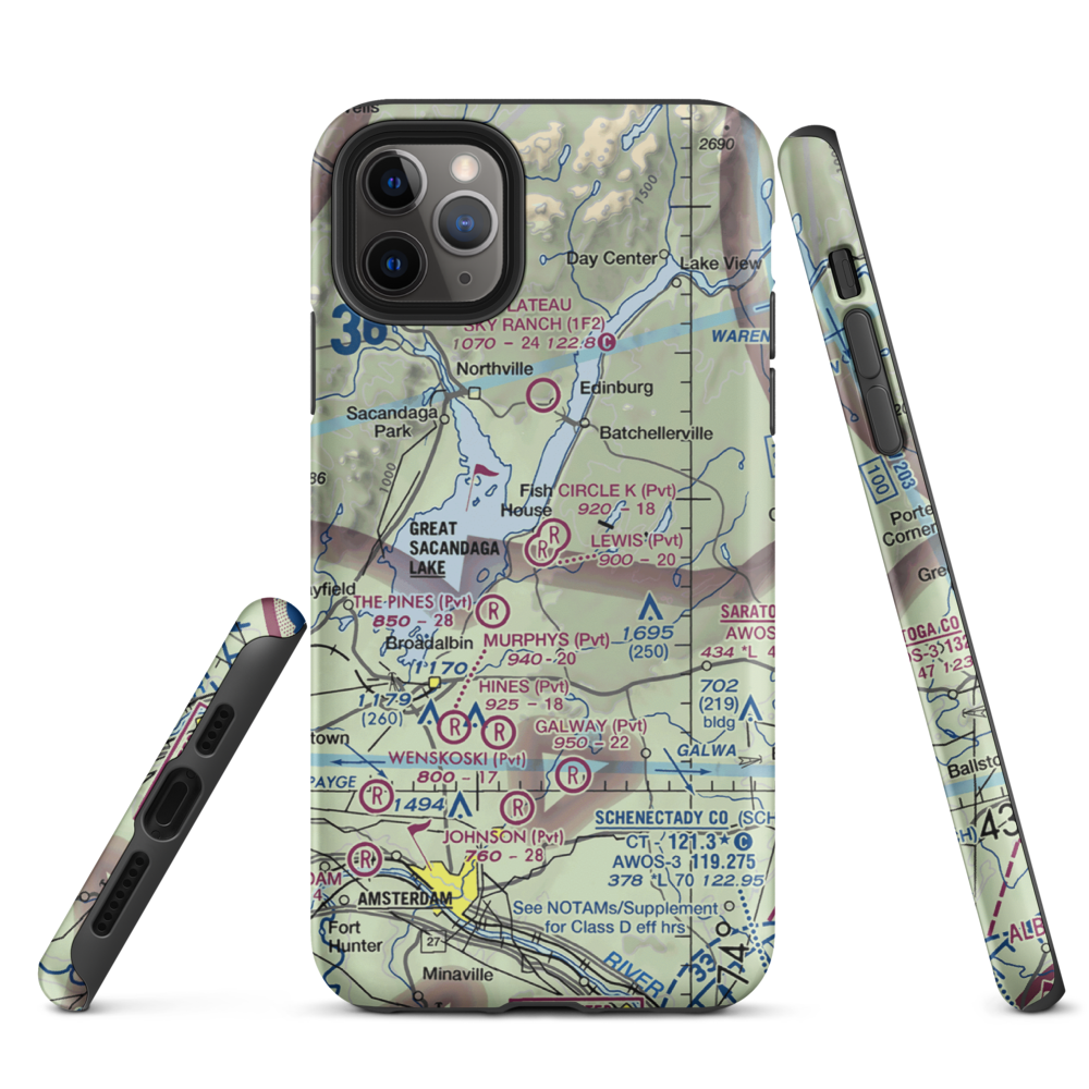 Circle K Ranch Airport (NY65) VFR Sectional  Tough iPhone Case iPhone 11 Pro Max model shown