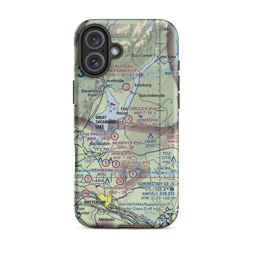 Circle K Ranch Airport (NY65) VFR Sectional  Tough iPhone Case iPhone 16 Plus model shown