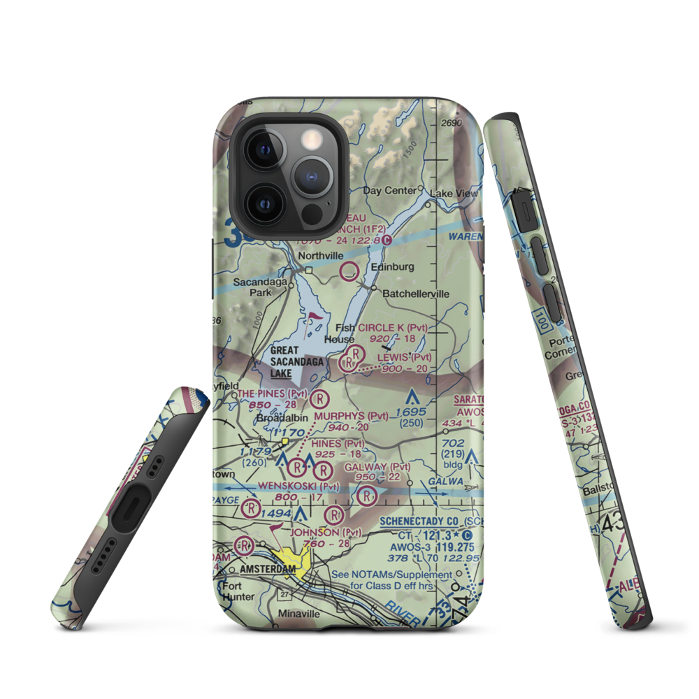 Circle K Ranch Airport (NY65) VFR Sectional  Tough iPhone Case iPhone 12 Pro model shown