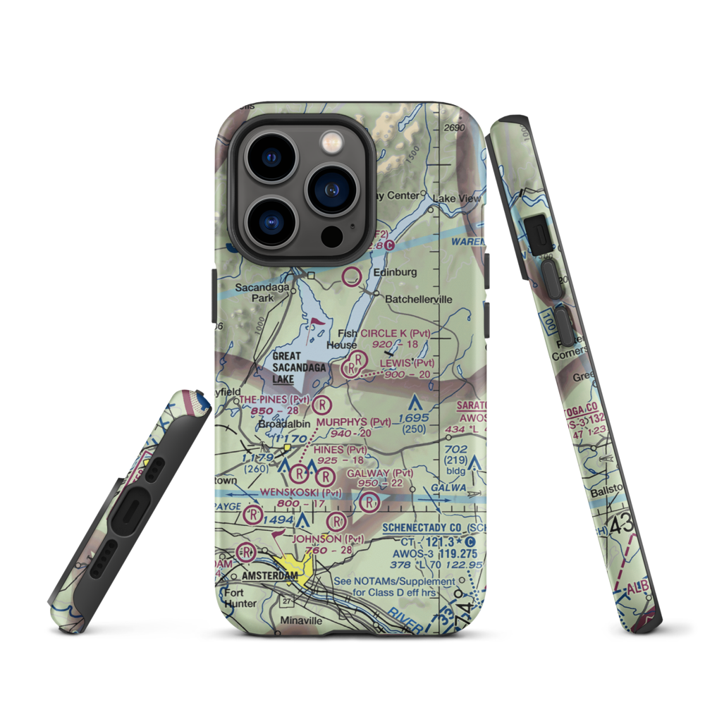 Circle K Ranch Airport (NY65) VFR Sectional  Tough iPhone Case iPhone 13 Pro model shown