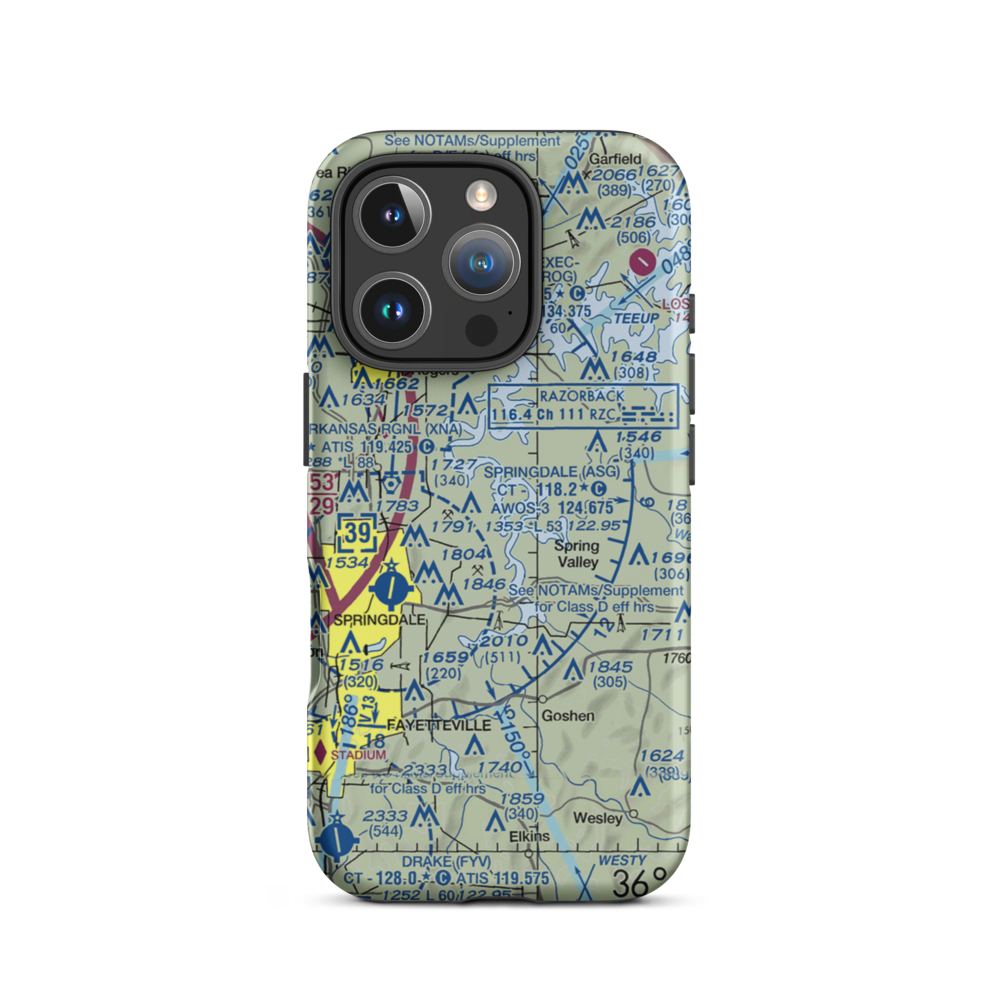 Circle S Farms Airport (AR91) VFR Sectional  Tough iPhone Case iPhone 16 Pro model shown