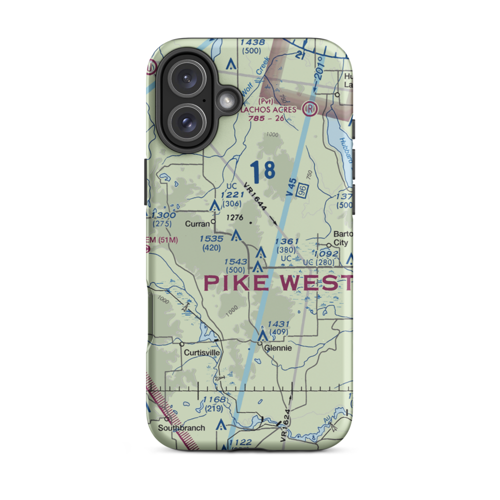 Circle T Ranch Airport (MI93) VFR Sectional  Tough iPhone Case iPhone 16 Plus model shown
