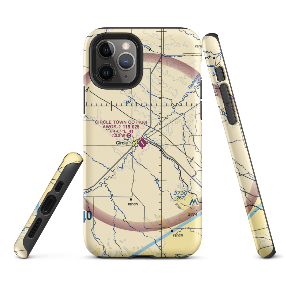 Circle Town County Airport (4U6) VFR Sectional  Tough iPhone Case iPhone 11 Pro model shown