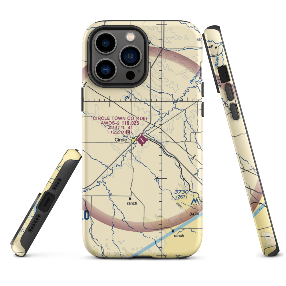 Circle Town County Airport (4U6) VFR Sectional  Tough iPhone Case iPhone 13 Pro Max model shown