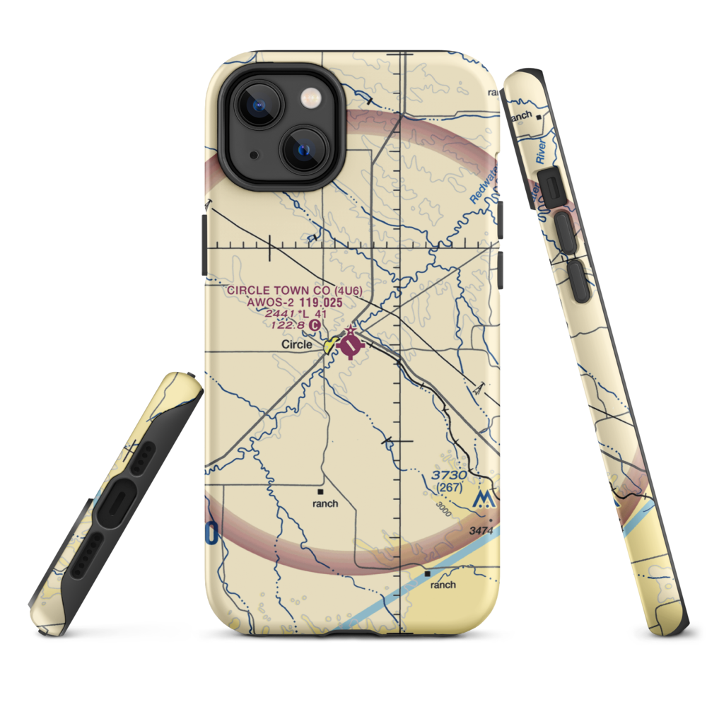 Circle Town County Airport (4U6) VFR Sectional  Tough iPhone Case iPhone 14 Plus model shown