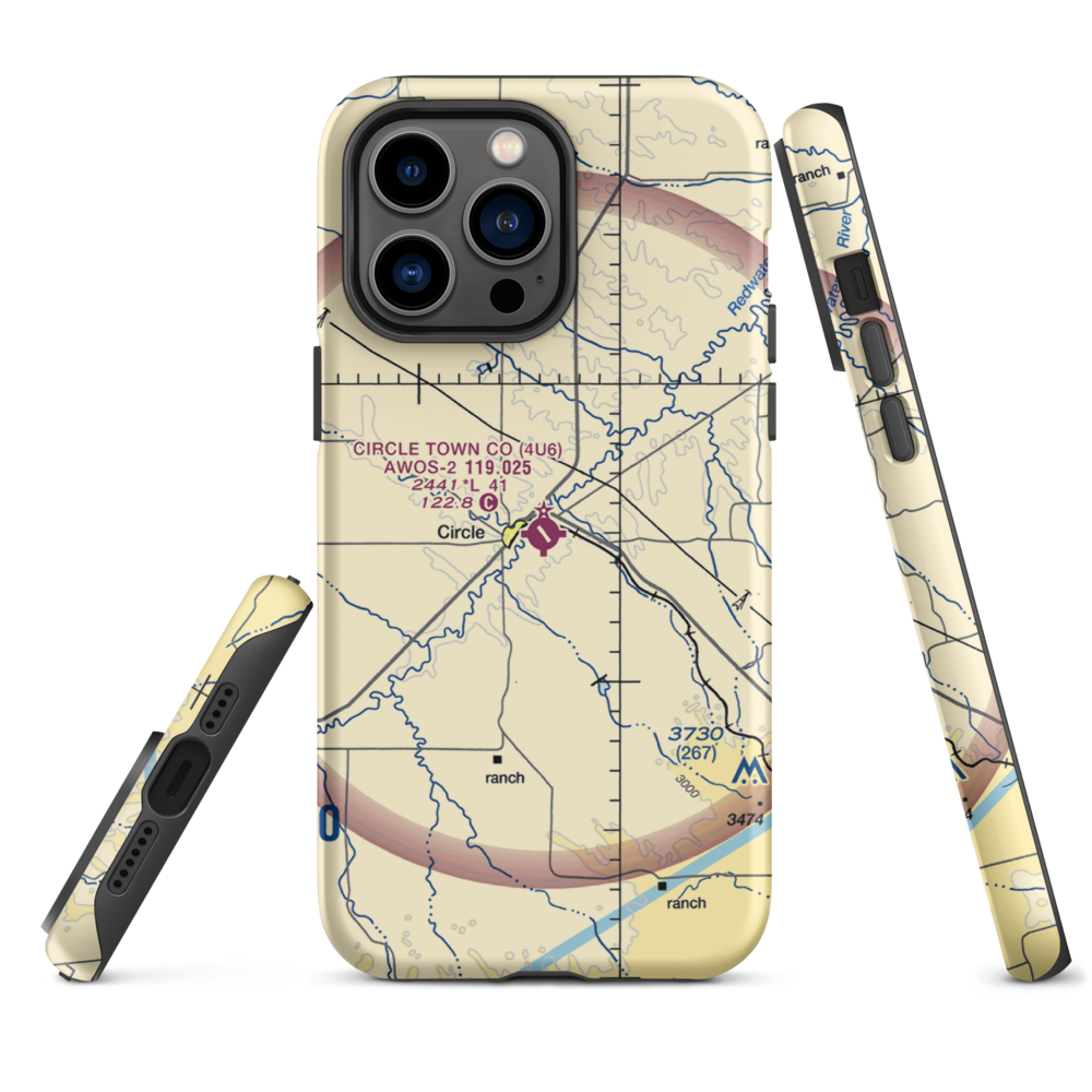 Circle Town County Airport (4U6) VFR Sectional  Tough iPhone Case iPhone 14 Pro Max model shown