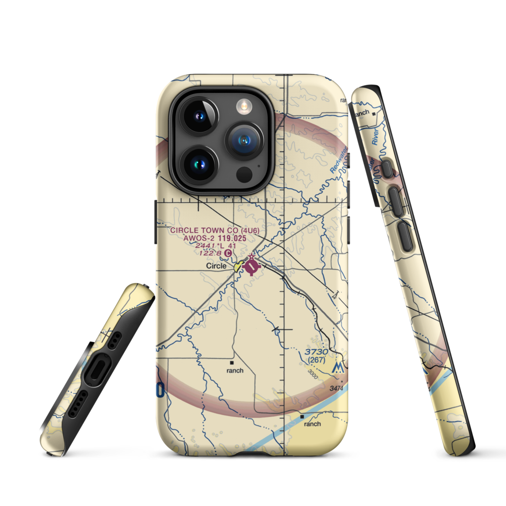 Circle Town County Airport (4U6) VFR Sectional  Tough iPhone Case iPhone 15 Pro model shown