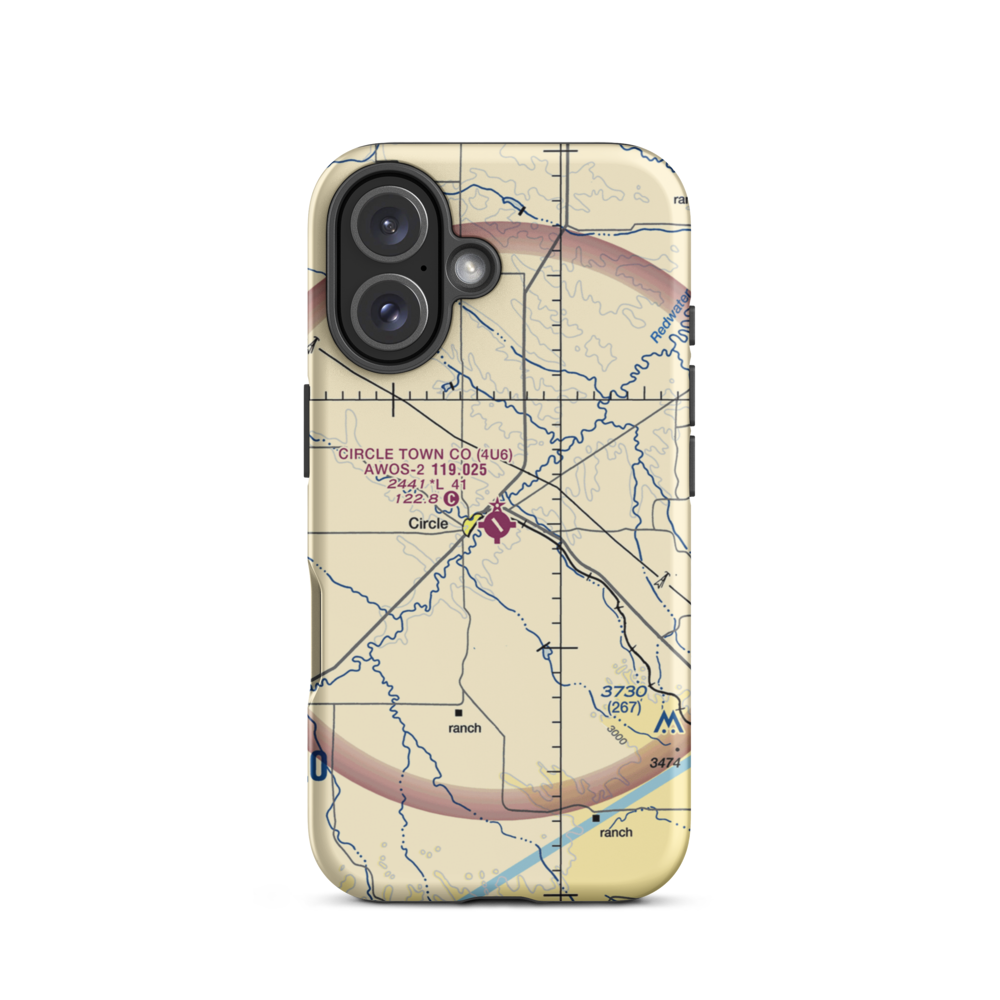 Circle Town County Airport (4U6) VFR Sectional  Tough iPhone Case iPhone 16 model shown