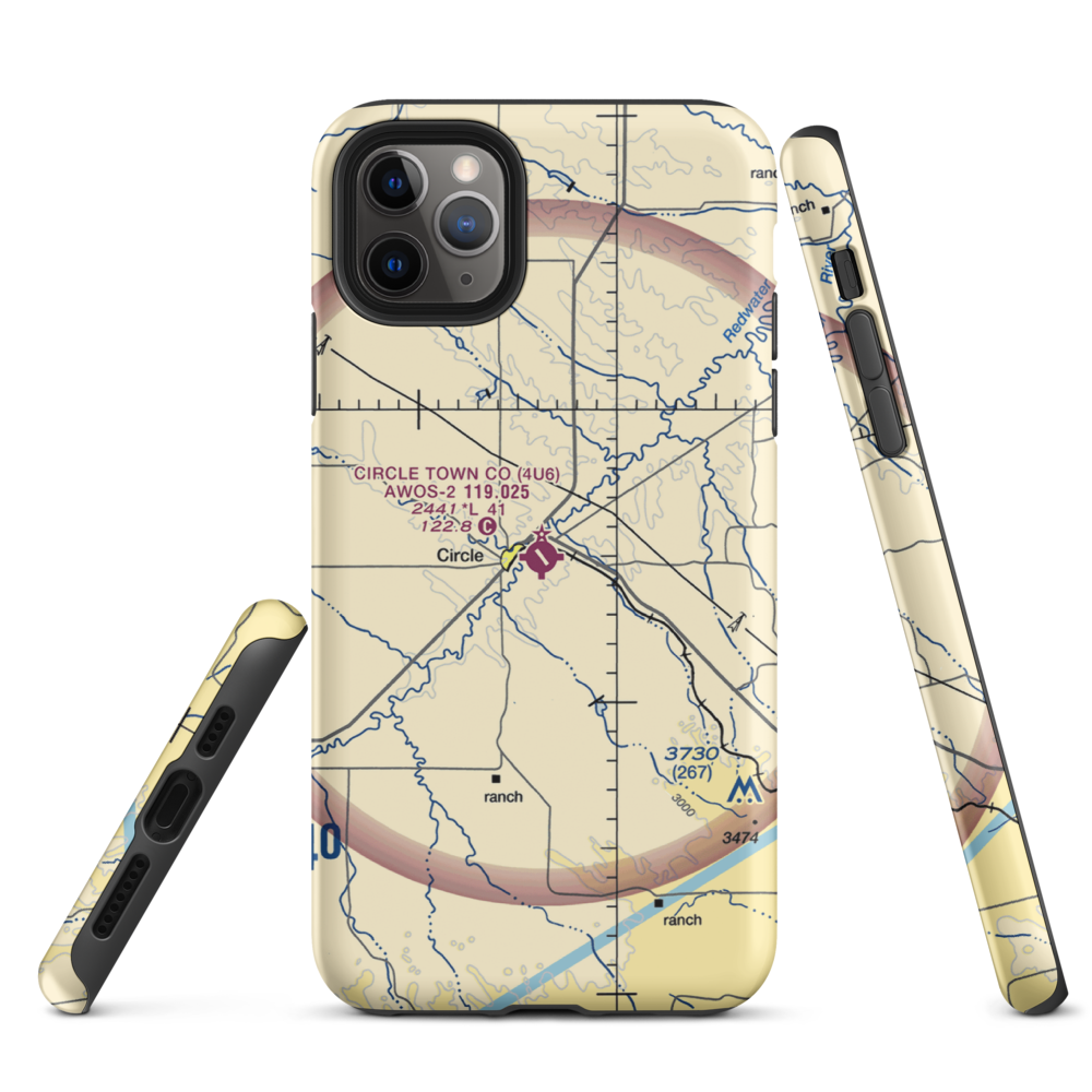 Circle Town County Airport (4U6) VFR Sectional  Tough iPhone Case iPhone 11 Pro Max model shown