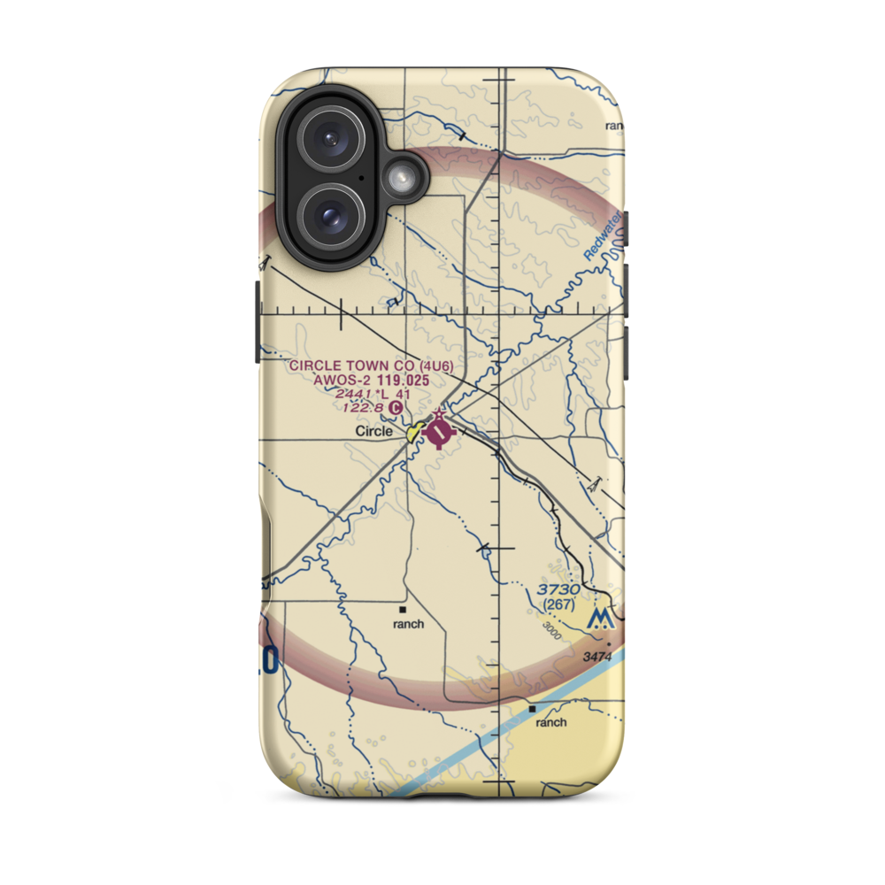 Circle Town County Airport (4U6) VFR Sectional  Tough iPhone Case iPhone 16 Plus model shown