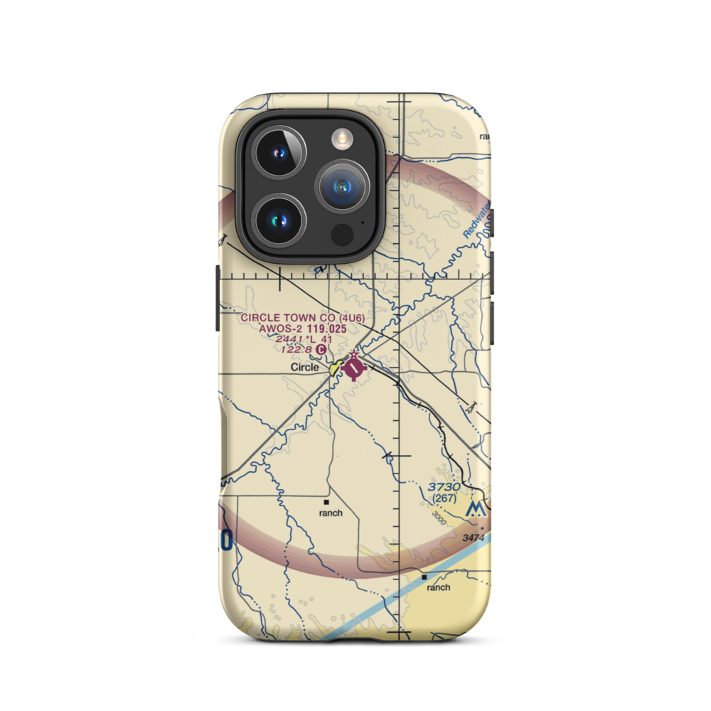Circle Town County Airport (4U6) VFR Sectional  Tough iPhone Case iPhone 16 Pro model shown