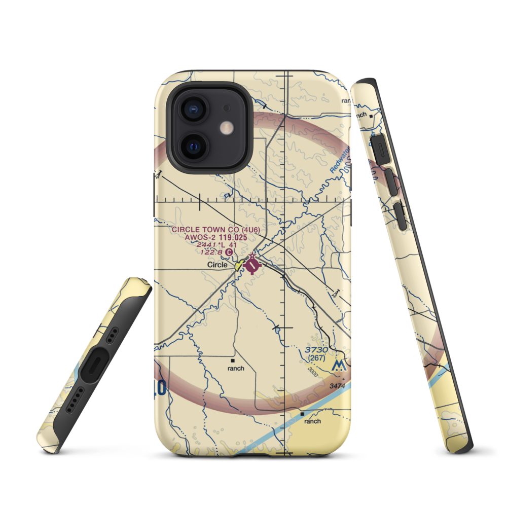 Circle Town County Airport (4U6) VFR Sectional  Tough iPhone Case iPhone 12 model shown