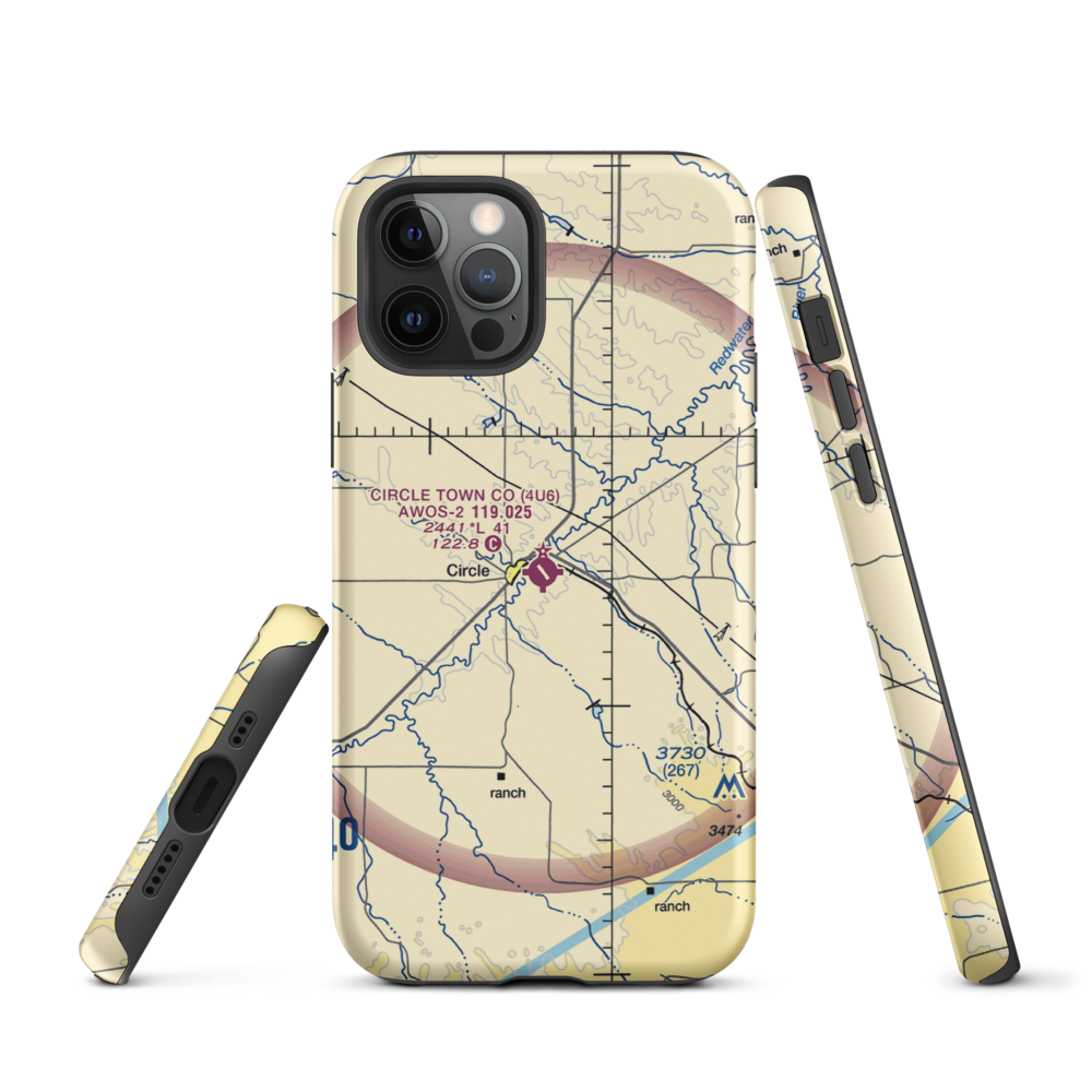 Circle Town County Airport (4U6) VFR Sectional  Tough iPhone Case iPhone 12 Pro model shown