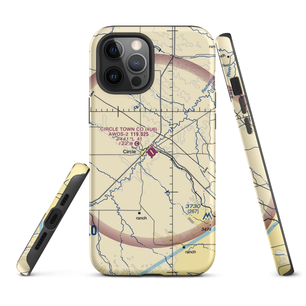 Circle Town County Airport (4U6) VFR Sectional  Tough iPhone Case iPhone 12 Pro Max model shown
