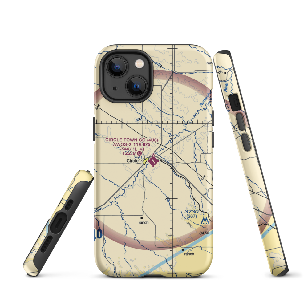 Circle Town County Airport (4U6) VFR Sectional  Tough iPhone Case iPhone 13 model shown