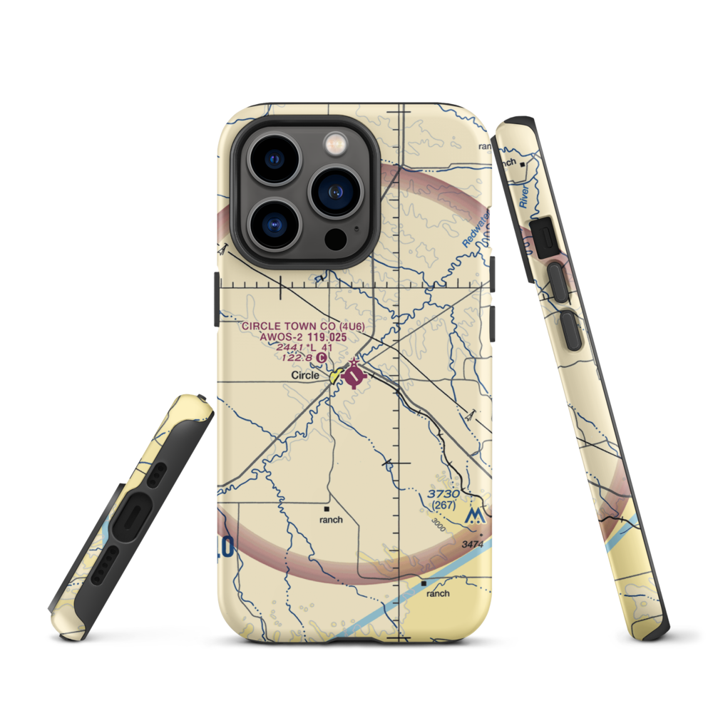 Circle Town County Airport (4U6) VFR Sectional  Tough iPhone Case iPhone 13 Pro model shown