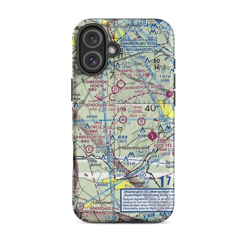 Circle W Airfield (PA72) VFR Sectional  Tough iPhone Case iPhone 16 Plus model shown