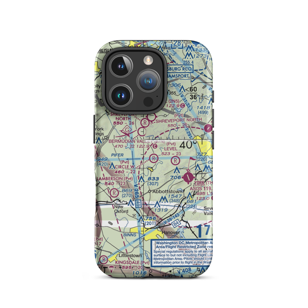 Circle W Airfield (PA72) VFR Sectional  Tough iPhone Case iPhone 16 Pro model shown