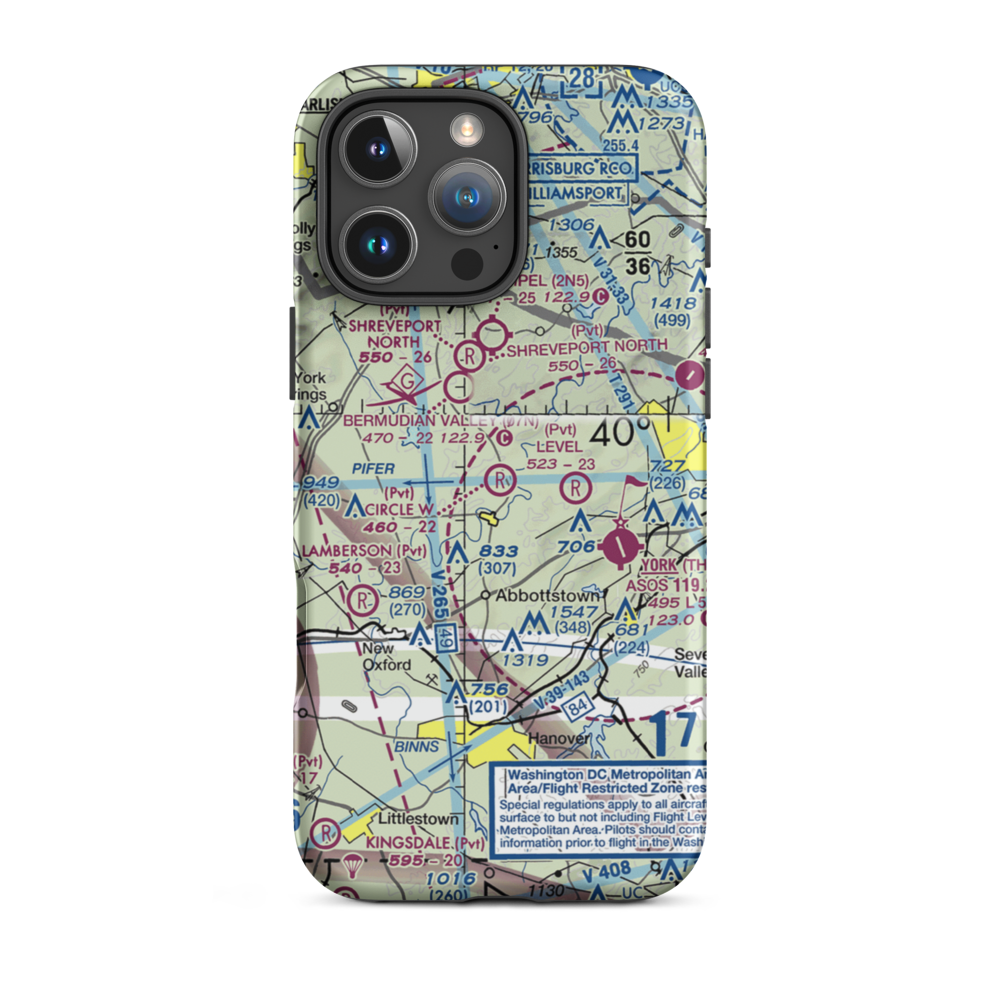 Circle W Airfield (PA72) VFR Sectional  Tough iPhone Case iPhone 16 Pro Max model shown