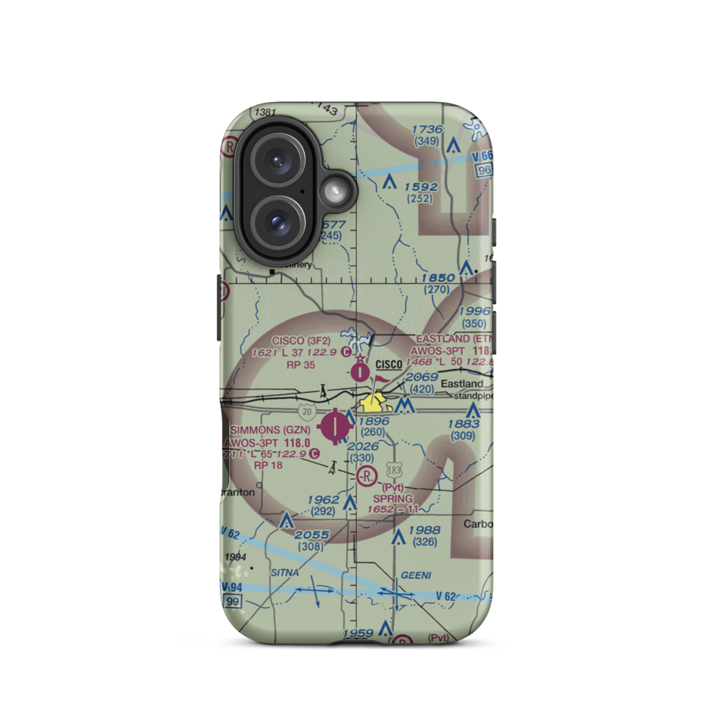 Cisco Municipal Airport (3F2) VFR Sectional  Tough iPhone Case iPhone 16 model shown