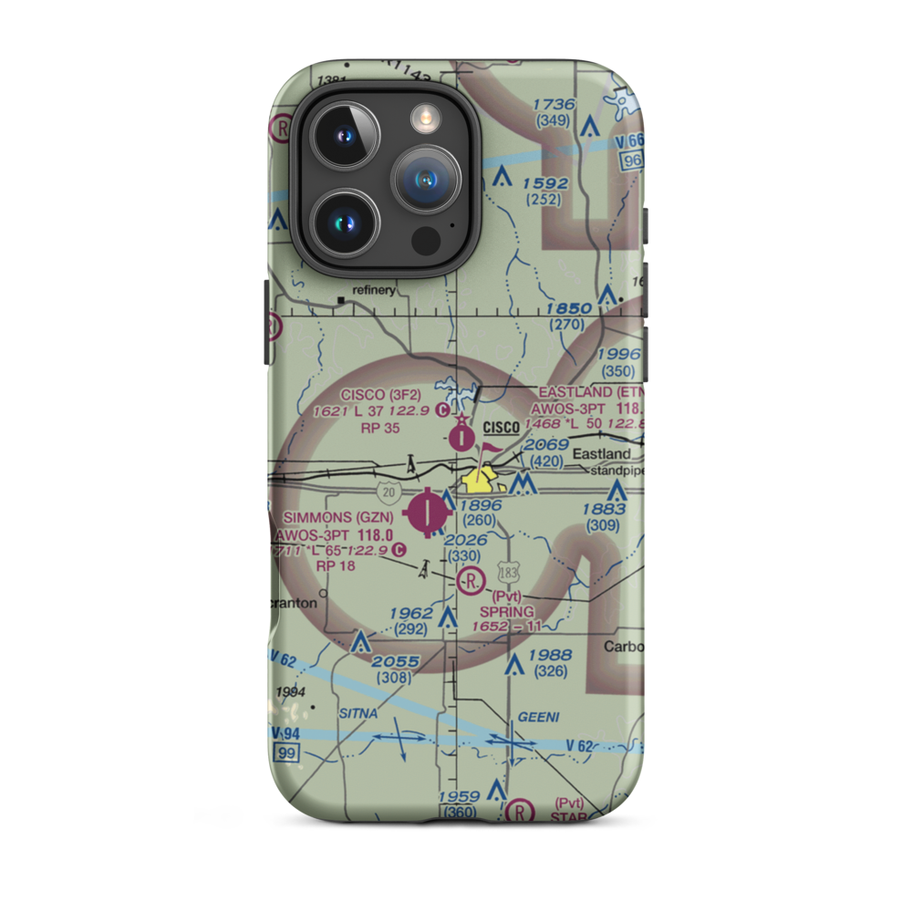 Cisco Municipal Airport (3F2) VFR Sectional  Tough iPhone Case iPhone 16 Pro Max model shown