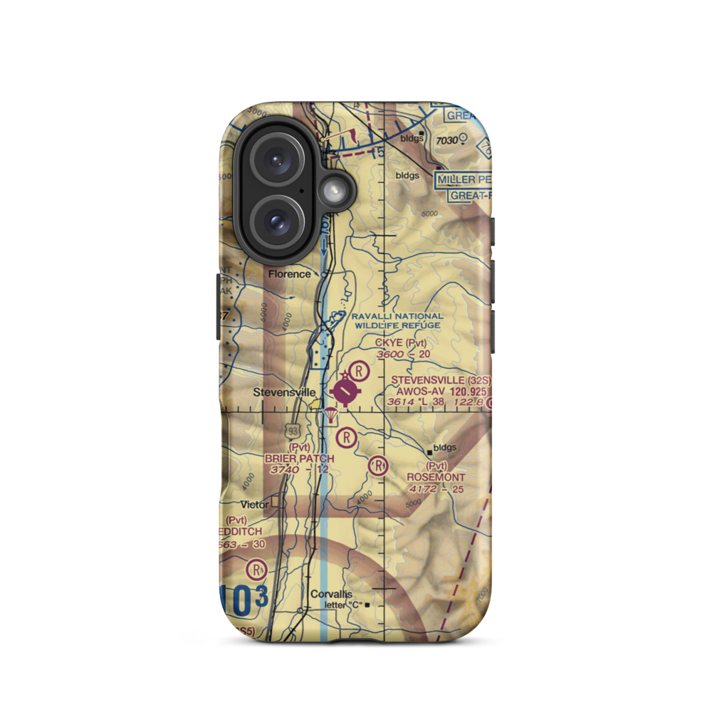 Ckye Field (MT32) VFR Sectional  Tough iPhone Case iPhone 16 model shown