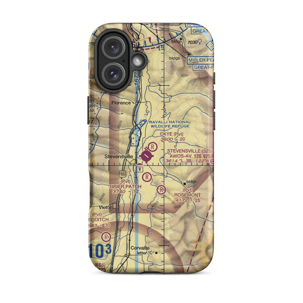 Ckye Field (MT32) VFR Sectional  Tough iPhone Case iPhone 16 Plus model shown