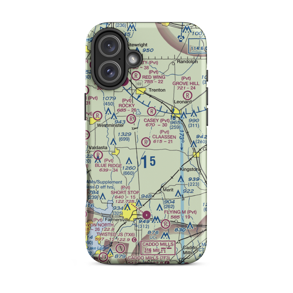 Claasen Airport (70TE) VFR Sectional  Tough iPhone Case iPhone 16 Plus model shown