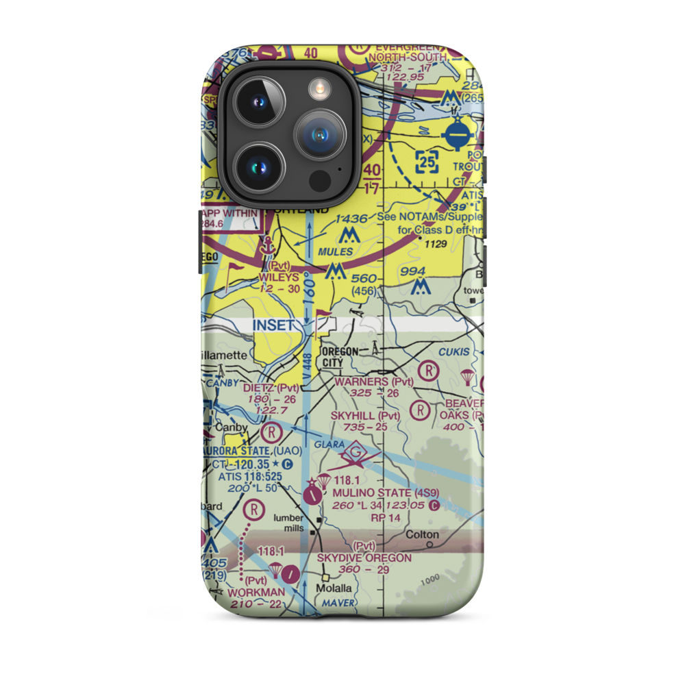 Clackamas Heights Airport (1OR6) VFR Sectional  Tough iPhone Case iPhone 16 Pro Max model shown