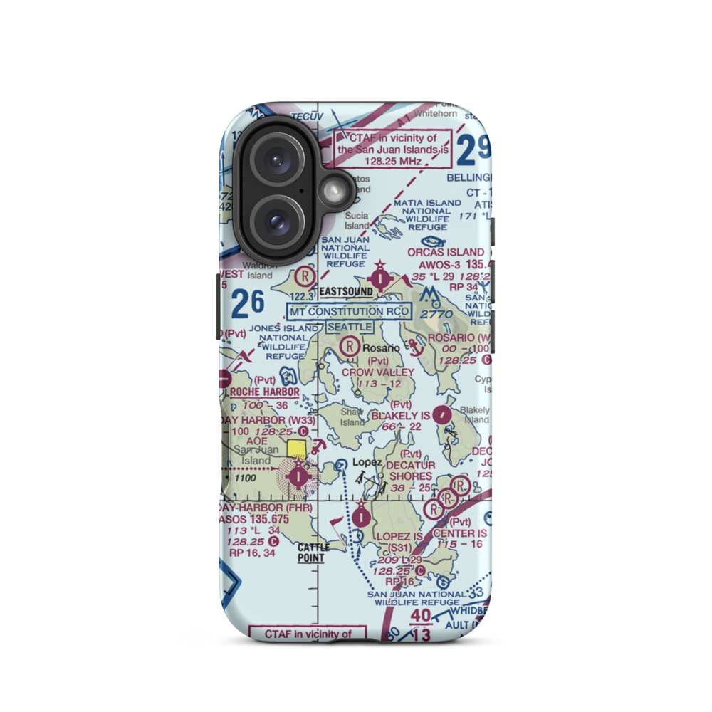 Clam Harbor Airport (WA35) VFR Sectional  Tough iPhone Case iPhone 16 model shown